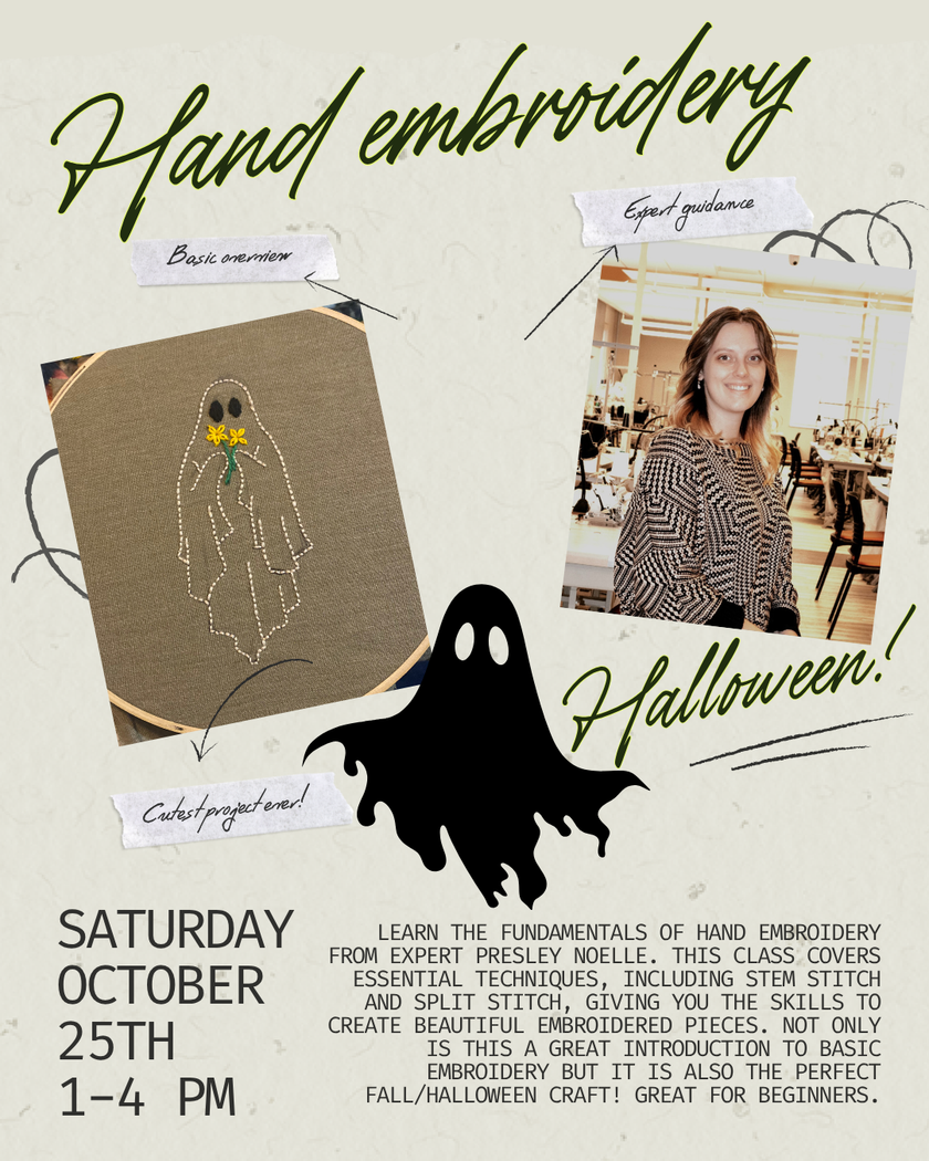 Halloween Hand Embroidery Class 10/25/25